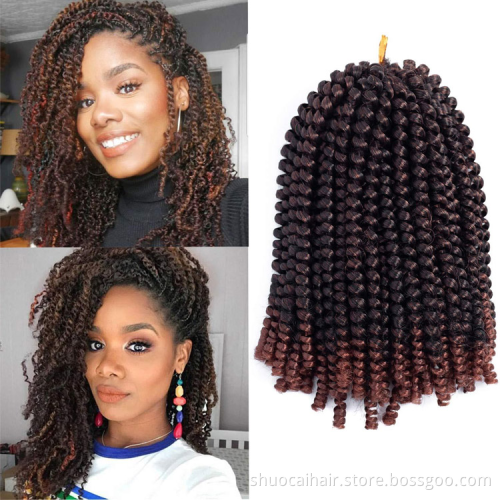 8'' Synthetic Braiding Bomb Passion Twists Bob Spring Twist Crochet Braids Hair Jamaica Bounce For Women jumbo braiding